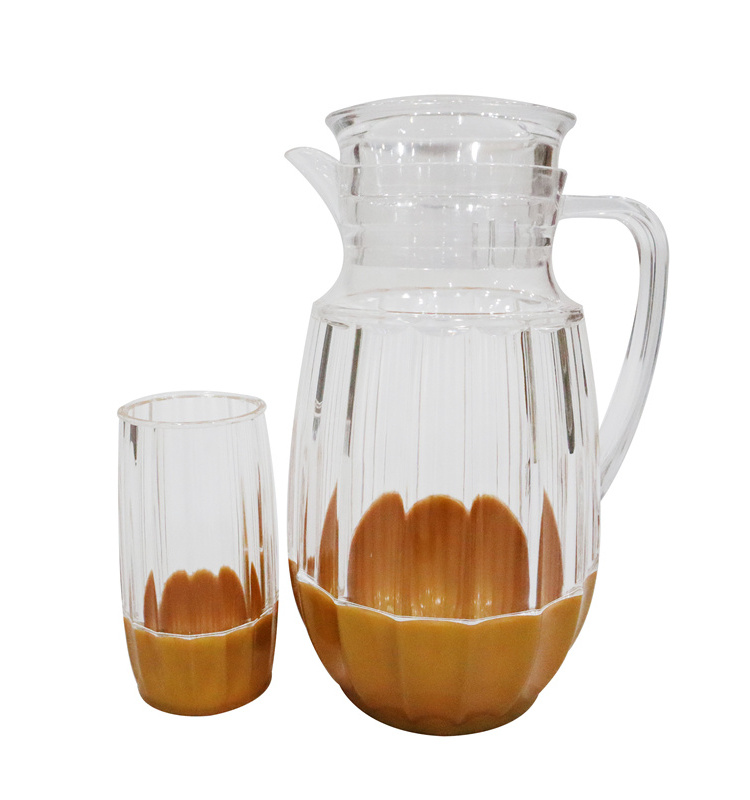 2024 Manufacture China Suppliers 1.6L Water Pitcher Acrylic Drinking Jugs Plastic Pitchers with cup set party jugs set