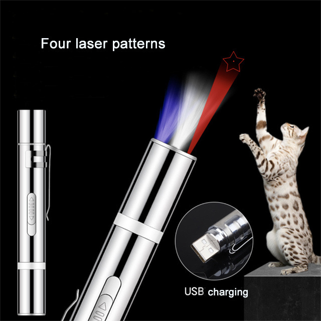 USB Charging Cat Toy Laser Teasing Cat Stick Three in One Infrared Pattern Laser Pointer