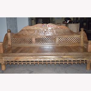 Living Room Mango Solid Wood Furniture 3 Sitter Hand Carved Sofa