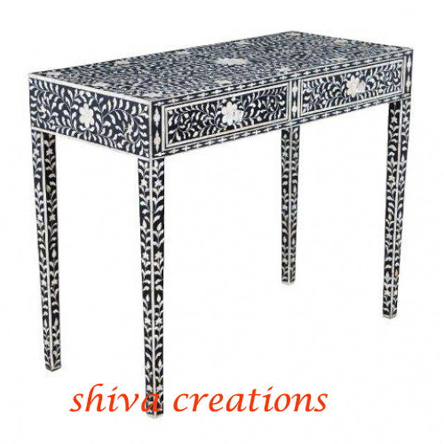 Jodhpur Luxury Furniture Bone Inlay Floral Design 2 Drawer Console Table Buy Console Table Furniture Online in India