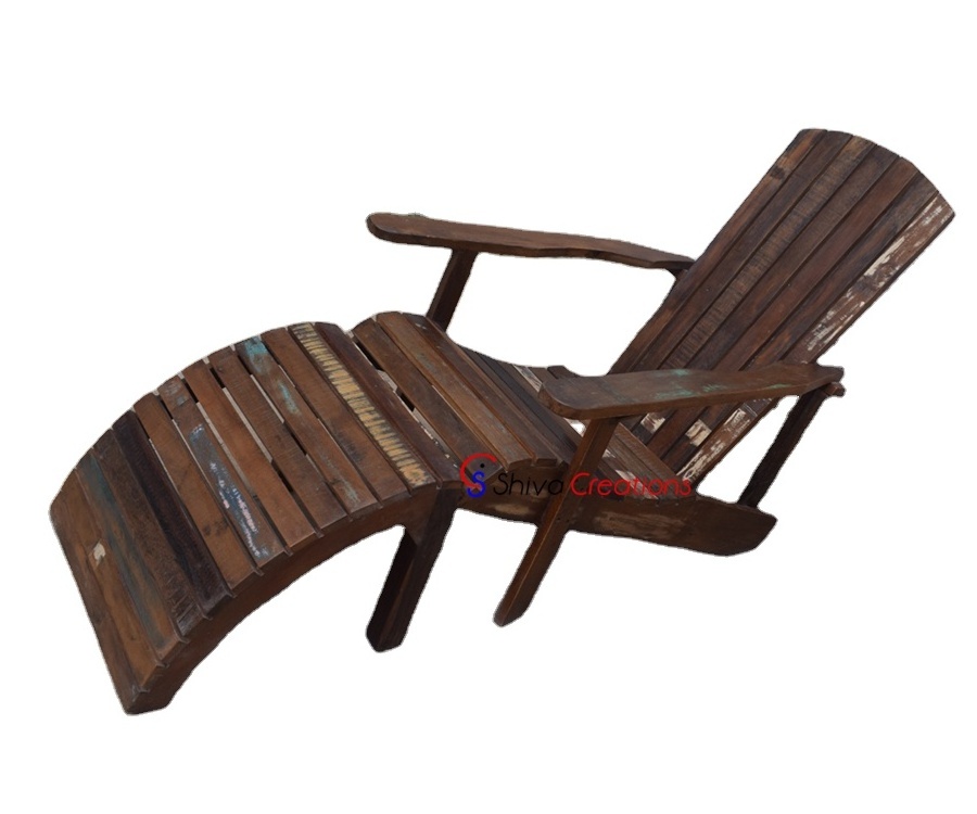 Indian Reclaimed Recycled Wood Reclining Adirondack Chair