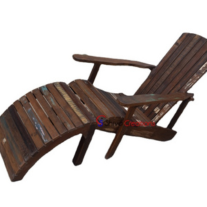 Indian Reclaimed Recycled Wood Reclining Adirondack Chair