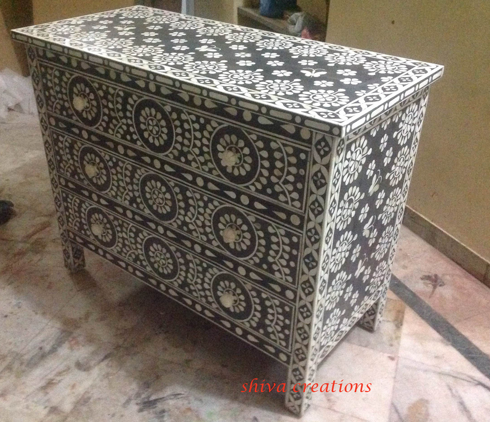 Bedroom furniture handmade bone inlay dresser Bedroom furniture bone inlay dresser manufacturer