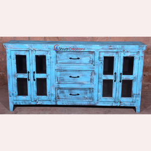 Jodhpur vintage style distress finish solid mango wooden cabinet