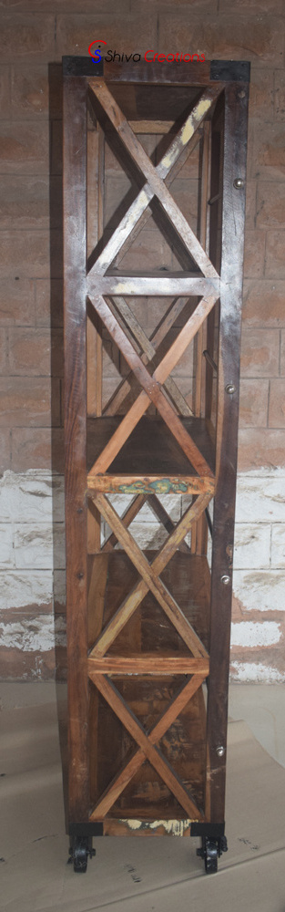 Home Office Rustic Reclaimed Wood 5 Tier Book Shelf case Display Rack