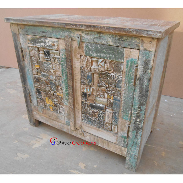 Accent Recycled Reclaimed Wood Living Room Storage Cabinet