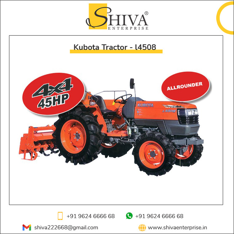 45HP Horsepower Kubota Made in Japan 4X4 Agriculture Tractors with 8 Forward + 4 Reverse Gear Box System