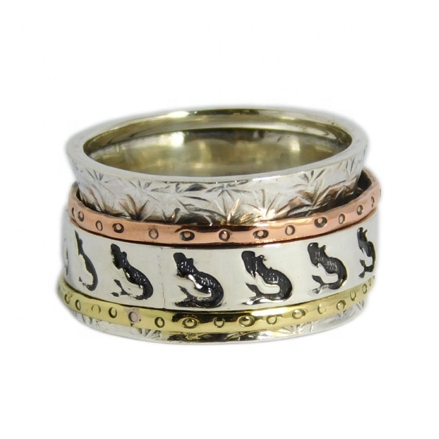 Beautiful Hammer Design 925 Sterling Silver Spinner Ring For Woman Fashion Online Shop Silver Jewelry Cheap Price Rings Exports