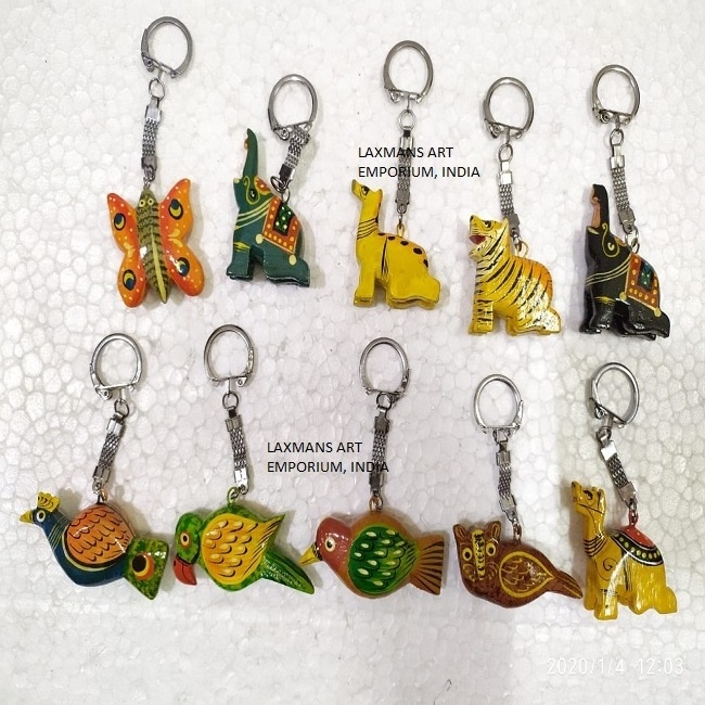 wooden handpainted beaded keychains from india