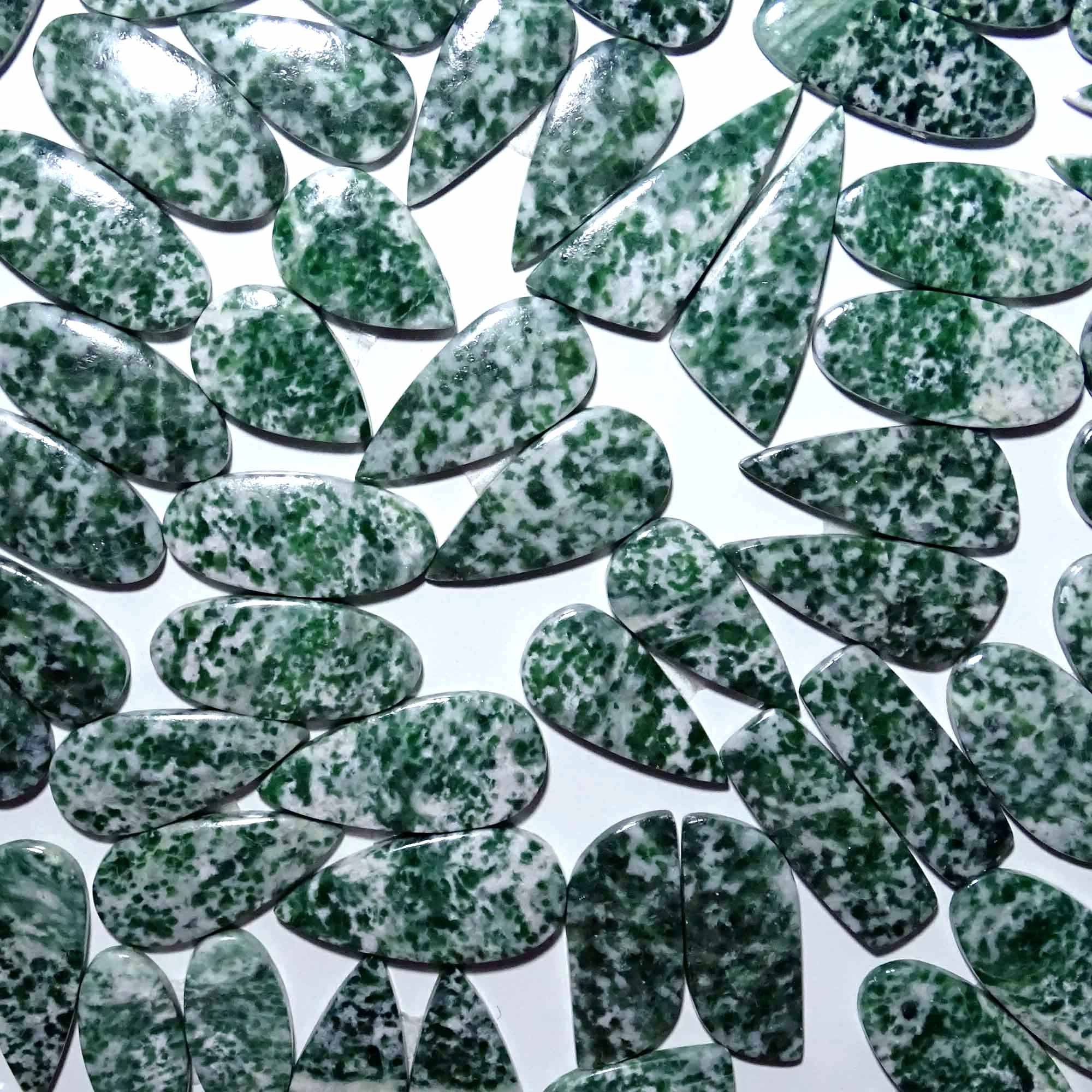 Top Quality Green Dot Jade Agate Pairs for Earring Gemstone Pair for Earring Green Dot Jade Agate Cabochon Pair for Earring