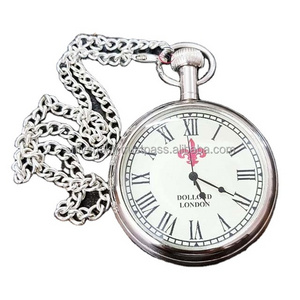 Customized Antique Vintage Style Gift Pocket Watch Collectible Nautical Maritime Silver Pocket Watch With Chain Christmas Gift