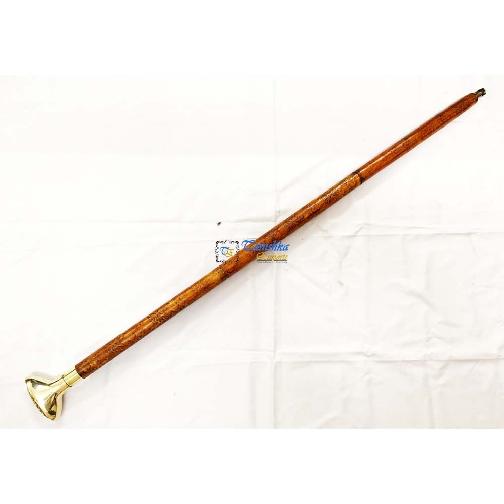 Wholesale Elder Leading Walking Stick Crutches Carving Old Man Smart Walking Stick Outdoor Wooden Handle Walking Stick