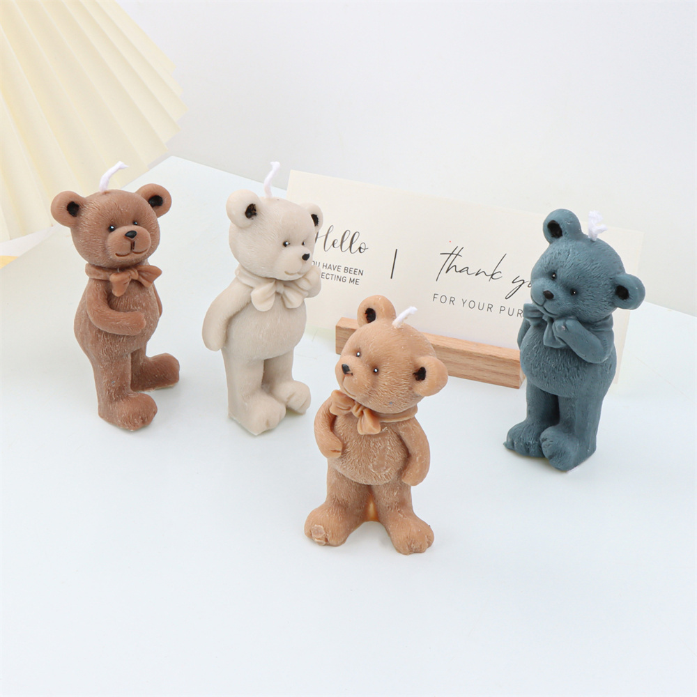 Make Cute DIY Silicone Brown Bear Candle Mold Teddy Bear Scented Soap Mold 3D Lovers Hug Bear Shape Candle Making Supplies