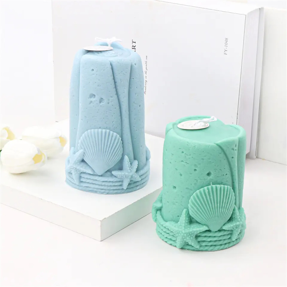 Ocean Scallop Candles Making Silicone Mold DIY Marine Starfish Pillar Resin Moulds Home Decor Seashell Scene Candle Holder Tool