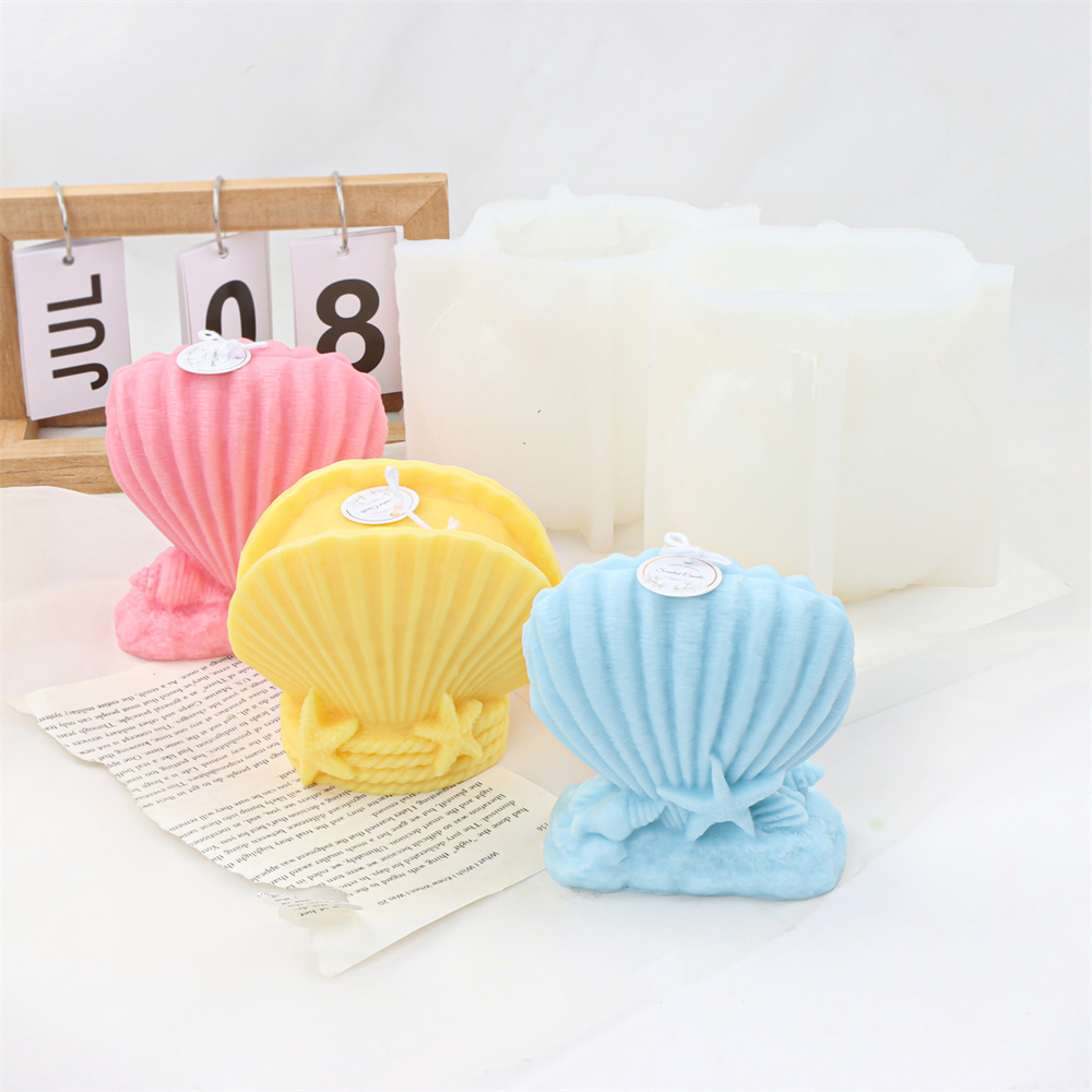 Ocean Series Silicone Starfish Conch Candle Mold Shell Scent Soap Mould DIY Scallop Clam Column Plaster Resin Tools Home Decor