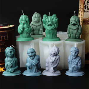 DIY Funny Zombie Candle Mold Grimace Ghost Silicone Mould for Handmade Soap Skull Portrait Resin Plaster Casting Halloween Decor