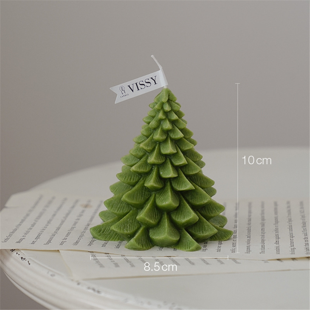 7 Colors Christmas Tree Shape Candle Tealight Beewax Handmade Delicate Aroma Trees Candles for Xmas Home Decoration Gifts