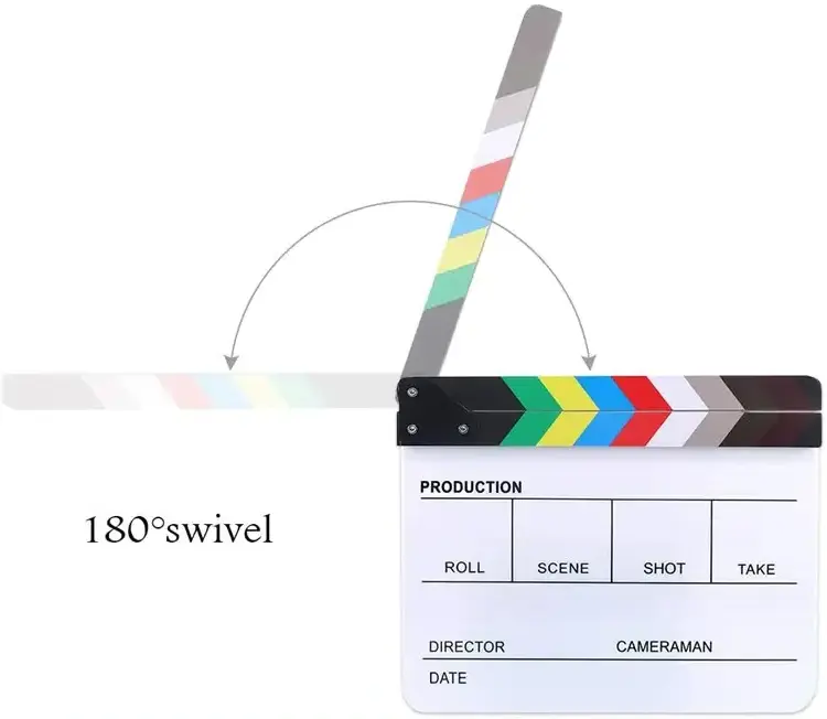 Acrylic Dry Erase Movie Film Clap Board Wooden Director's Film Movie Clapboard  Hollywood Clapper Board  with Colorful Sticks