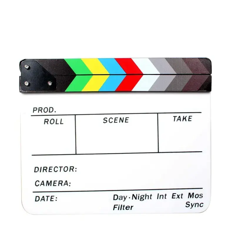 Acrylic Colorful Photogrpahy Prop Acrylic Clapboard Clapper board Dry Erase Director Film Movie Cut / Action Clapper Board Slate