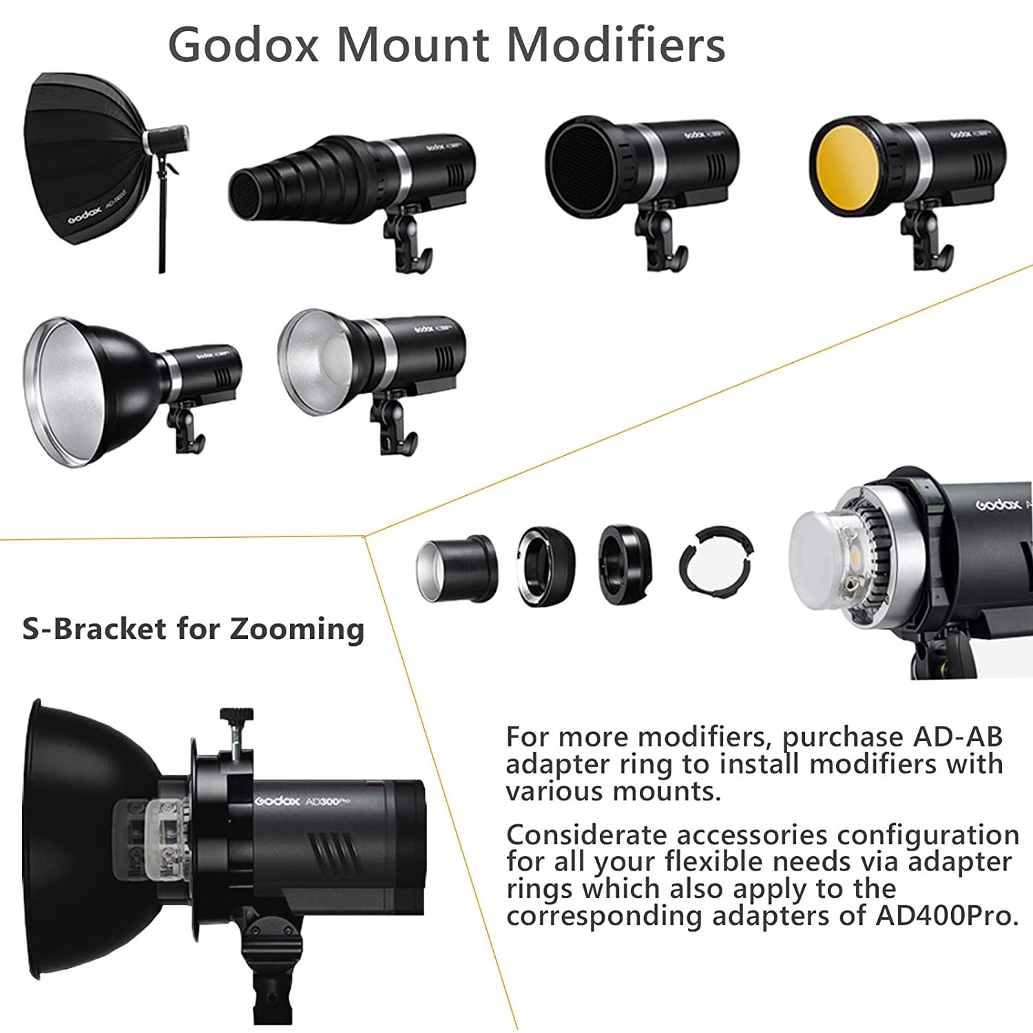 G/odox AD300PRO Outdoor Flash 300W Portable Outdoor LED Fill Light High Speed ttl Sync Photography Lights