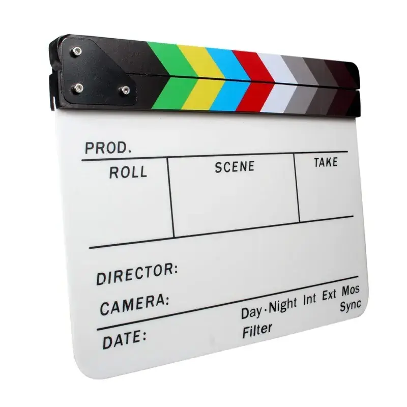 Acrylic Colorful Photogrpahy Prop Acrylic Clapboard Clapper board Dry Erase Director Film Movie Cut / Action Clapper Board Slate