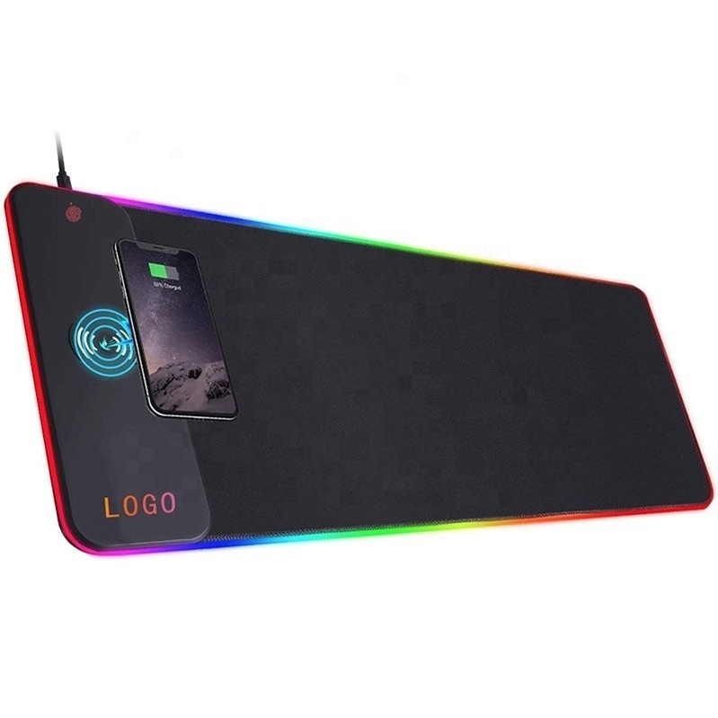 Alfombrilla de raton RGB grande para juegos con carga inalambrica alfombrilla de raton grande LED de 15W para teclado alfombri