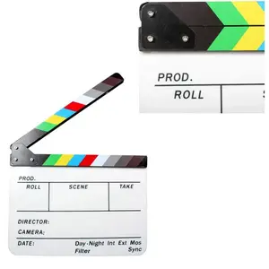 Acrylic Colorful Photogrpahy Prop Acrylic Clapboard Clapper board Dry Erase Director Film Movie Cut / Action Clapper Board Slate