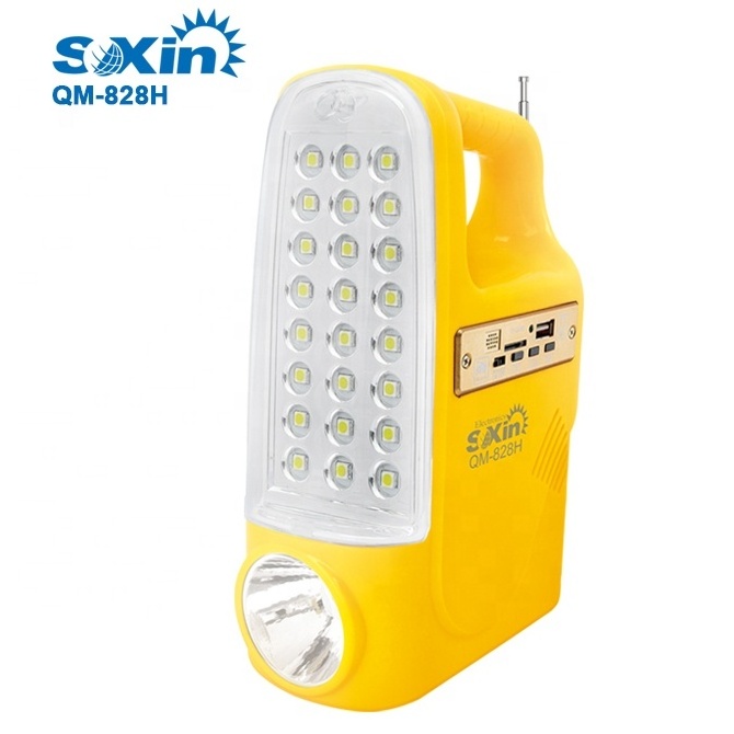 LED  rechargeable emergency light with power bank FM Radio&MP3