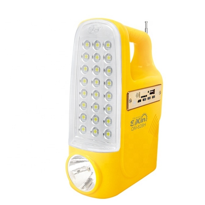 LED  rechargeable emergency light with power bank FM Radio&MP3