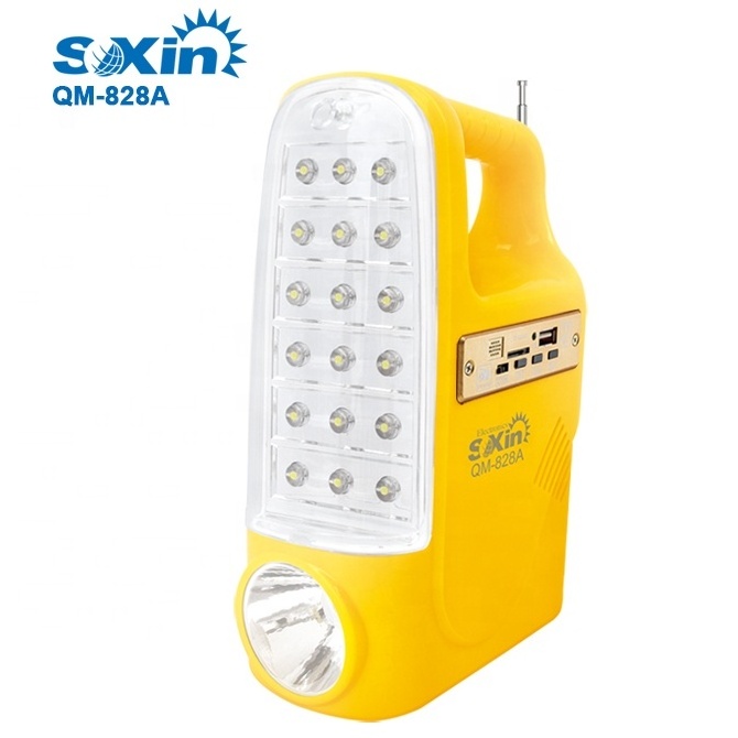 LED  rechargeable emergency light with power bank FM Radio&MP3