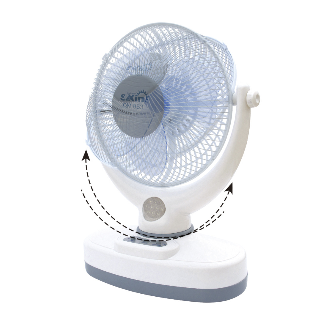 10 inch AC DC solar rechargeable fan table fan with led light