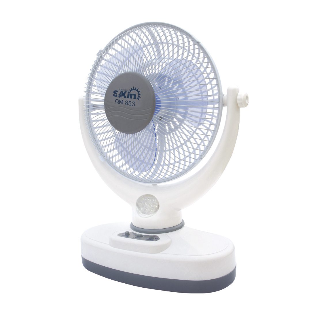 10 inch AC DC solar rechargeable fan table fan with led light