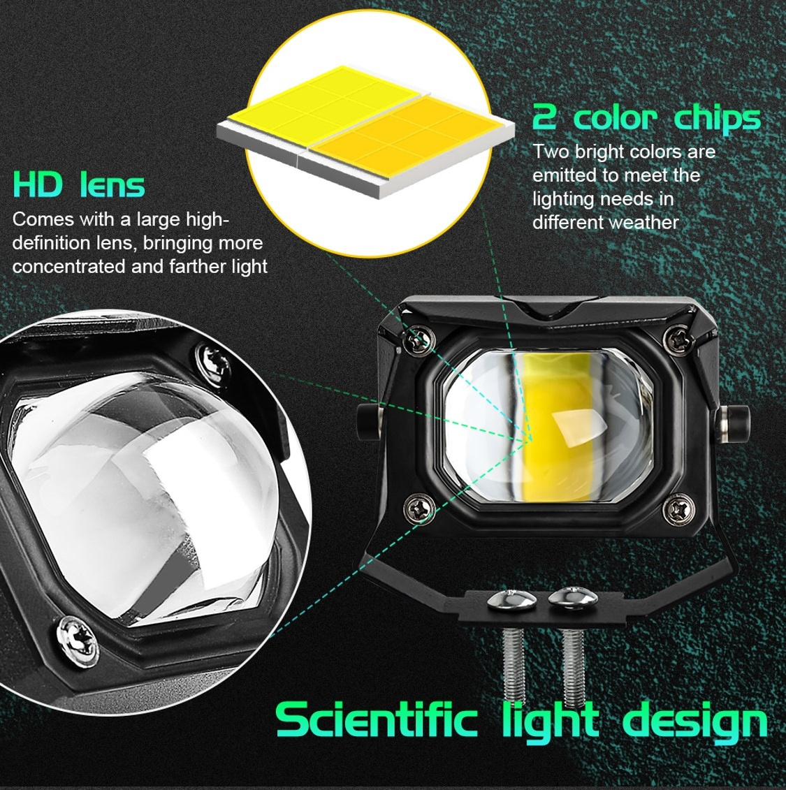 2 Inch 8D Lens Led Work Light 6000K White 3500K Yellow Driving Light Fog Lights Spotlight Car Truck Off Road Motorcycle