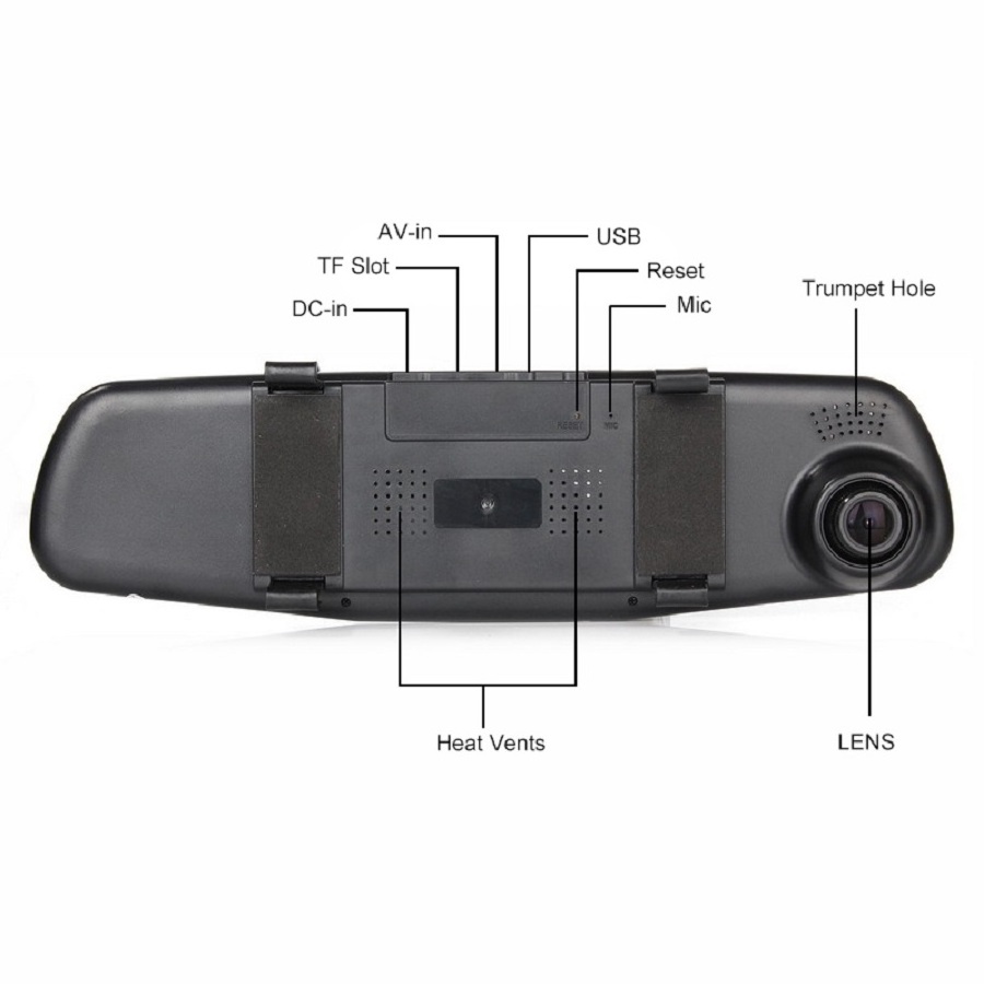 Car Dvr Camera Fhd 1080p Dash Cam 4.5 Inch Rearview Mirror Video Recorder With Rear View Camera Camcorder