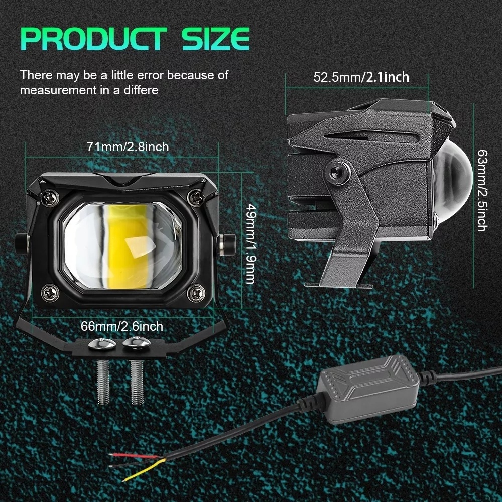 2 Inch 8D Lens Led Work Light 6000K White 3500K Yellow Driving Light Fog Lights Spotlight Car Truck Off Road Motorcycle