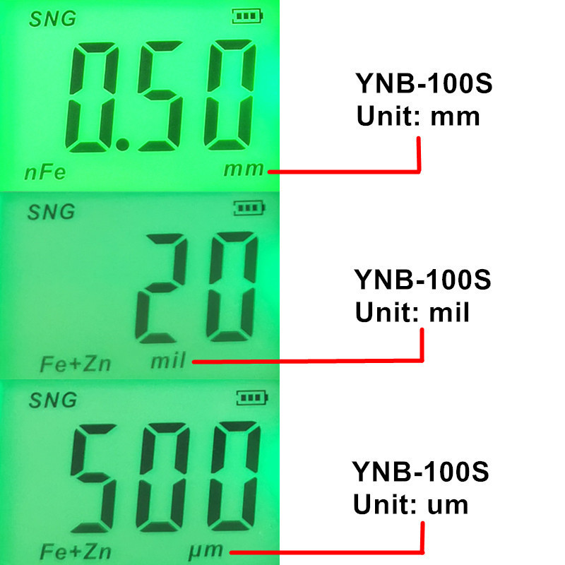 Yunombo 2024 NEW YNB-100S Car Paint Thickness Tester Coating Thickness Gauge Thickness Meter with Fe/nFe/Fe+Zn