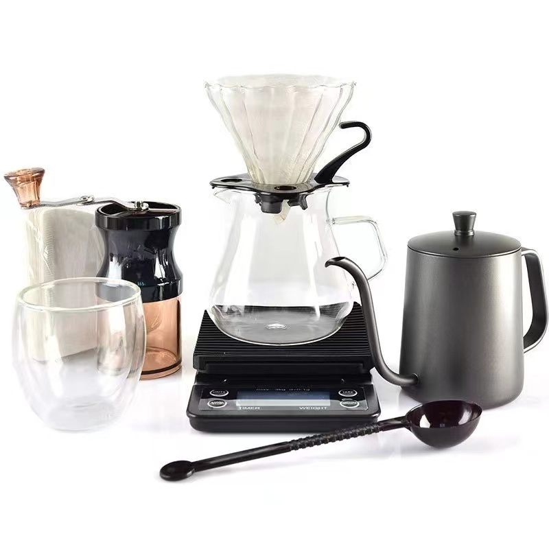 New design Arabic coffee kettle pour over timer scale manual grinder coffee&tea set outdoor travel coffee bag