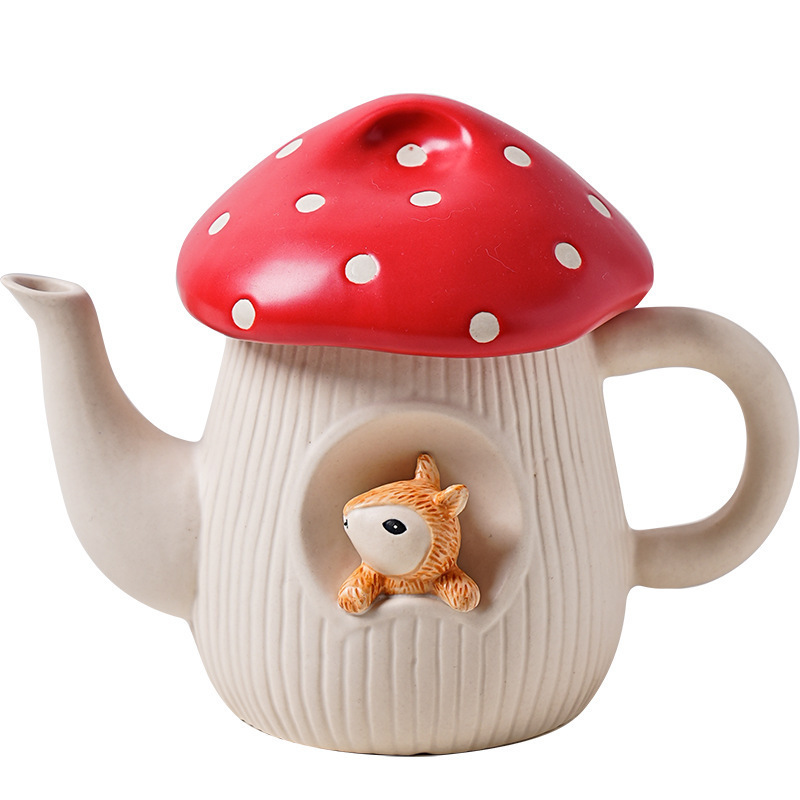 700ml Creative Cute Mushroom Teapot Hand-Painted Mug Set Vertical Coffee Tea Pot for Household Tableware