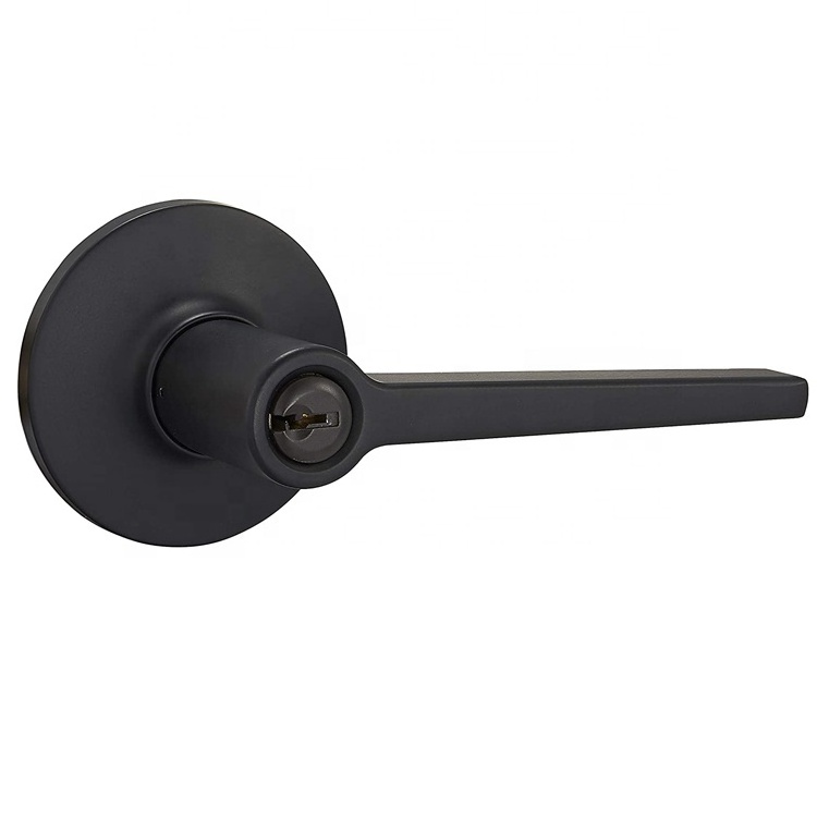 Modern Design Handle Bathroom Privacy Entrance Matte Black Door Lever with Lock