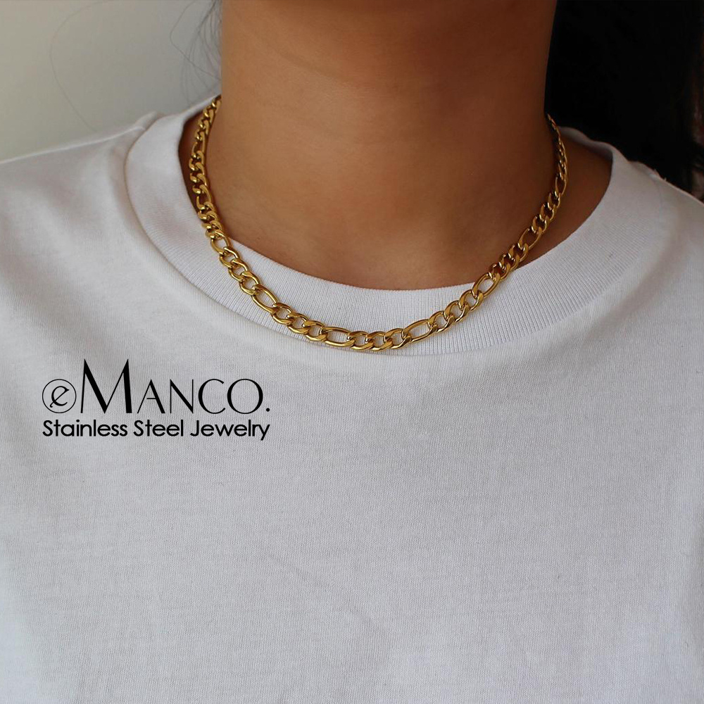 Wholesale Cuban 14k Gold chain Custom Figaro Chain Link Necklace Stainless Steel Chain Necklace Mens Jewelry