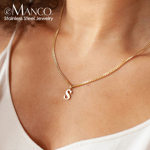 eManco Stainless Steel Initial Necklace DIY Letter Pendant Necklace Name Customized Gift A-Z