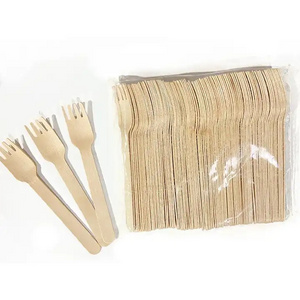 Biodegradable Utensils Birch wood Green Suitable for Party Disposable Wooden Spoon Fork Cutlery With Name Brand Wholesale