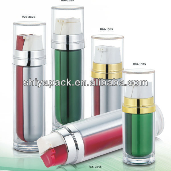 Manufacturer Direct Sale Double Tube Acrylic PP 2 into 1 Dual Chamber Cosmetic Lotion Bottle With Plastic Pump