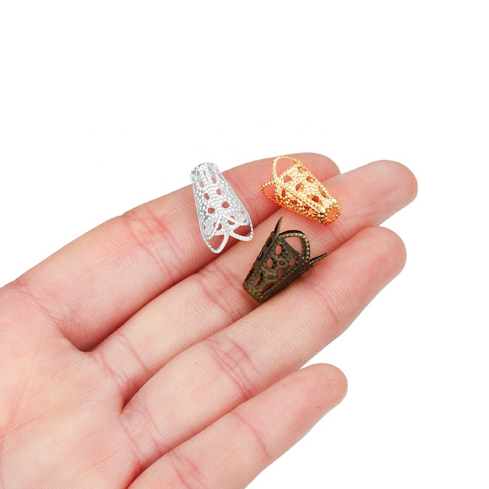 50pcs/bag 10*16mm Flower Shape Beads Hollow Cone End Pendant For DIY Jewelry Making Earring Necklace accessories