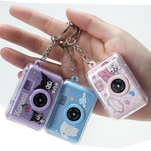 Creative Toy Sanrio Bell Key Buckle With Camera Digital LED Light and Sound Keytag Pendant