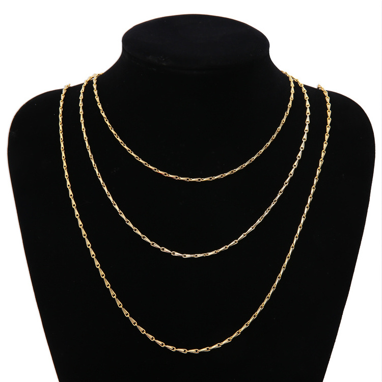 18K Vacuum Plating Melon Seed Chain 1.9mm Wide Costume Hypoallergenic Jewelry Layered Necklace For Men