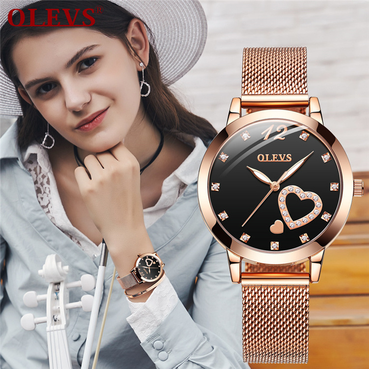 OLEVS 5189  Women Watch Fashion Casual Ladies Clock Gold Rhinestone Wrist Watch for Women Dames Horloges Strass Drop Shipping