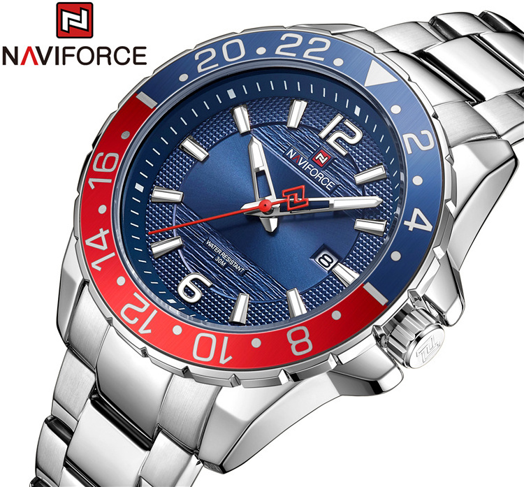 NAVIFORCE 9192 Quartz Wristwatch Male Stainless Steel Waterproof Clock Watches For Men fashion Brand Reloj Casual  clock 2021