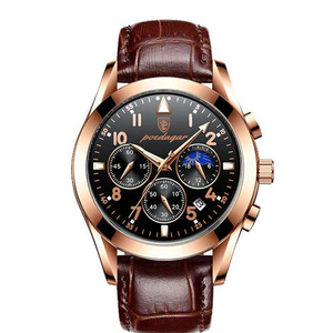 POEDAGAR 816 Men Watches Stainless Steel 2021 Fashion New Rose Gold Wristwatch Waterproof Luminous Quartz Watches