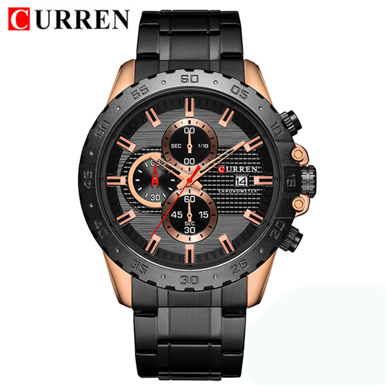 Curren 8334 Golden Men Watch 2021 Top Brand fashion Business Male Wrist Watches Chronograph Gold watch curren men